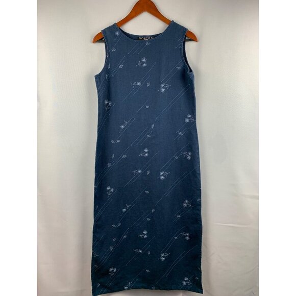 Norton Studio Petite Sleeveless Blue Linen Maxi Dress - Picture 1 of 5